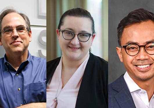 Collage picture of Peter Sorger, Marinka Zitnik, and David Duong 