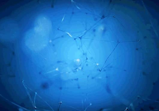 Neurons firing over blue background 